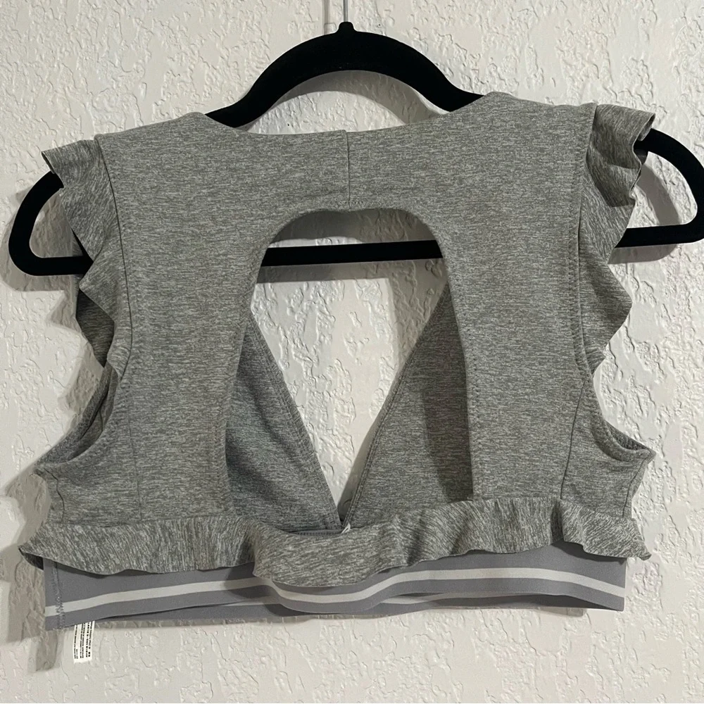 Free People Sanctuary Ruffle Grey‎ Sports Bra Size M